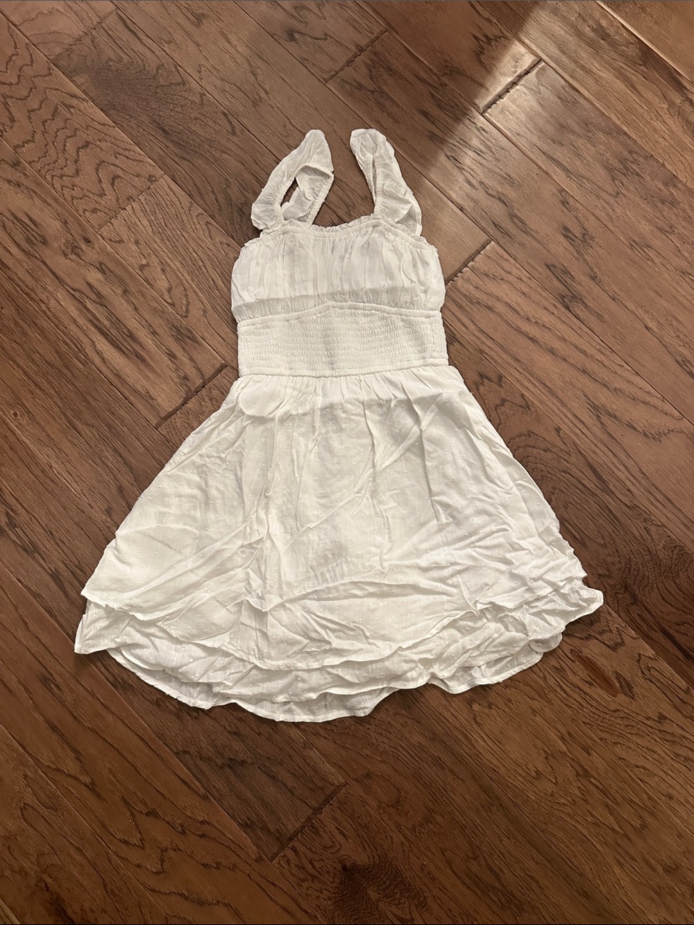 Hollister White Smocked Layered and yellow flowers Sundress for Girls/ junior